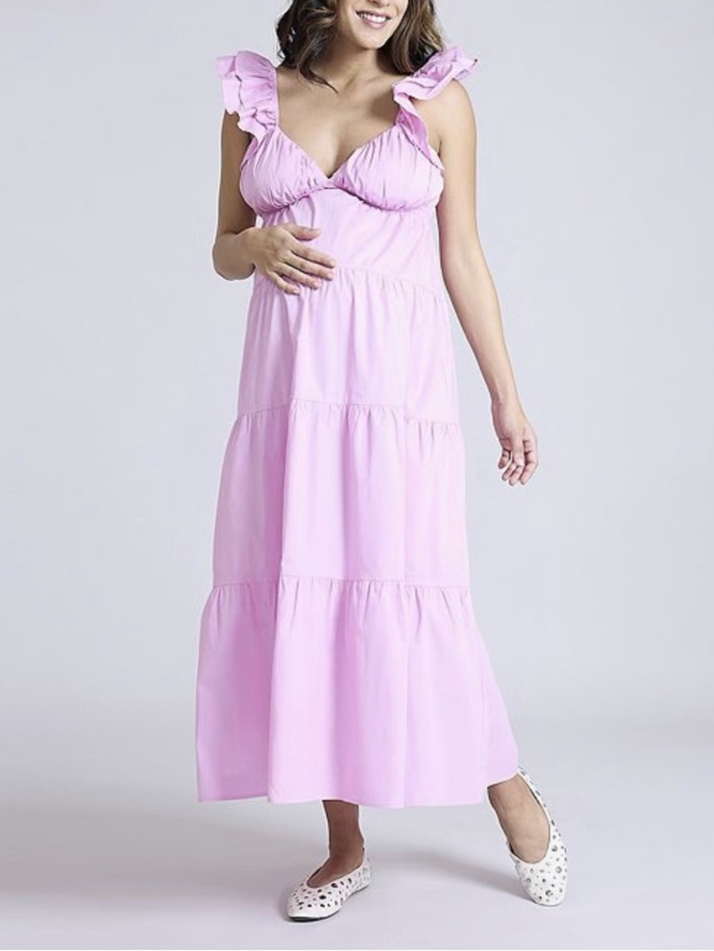 Babydoll Ruffle Pink Maxi Dress